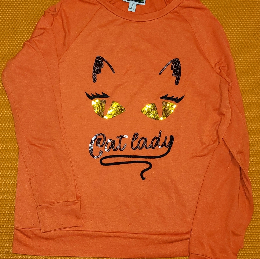 Cat lady sequin sweat shirt